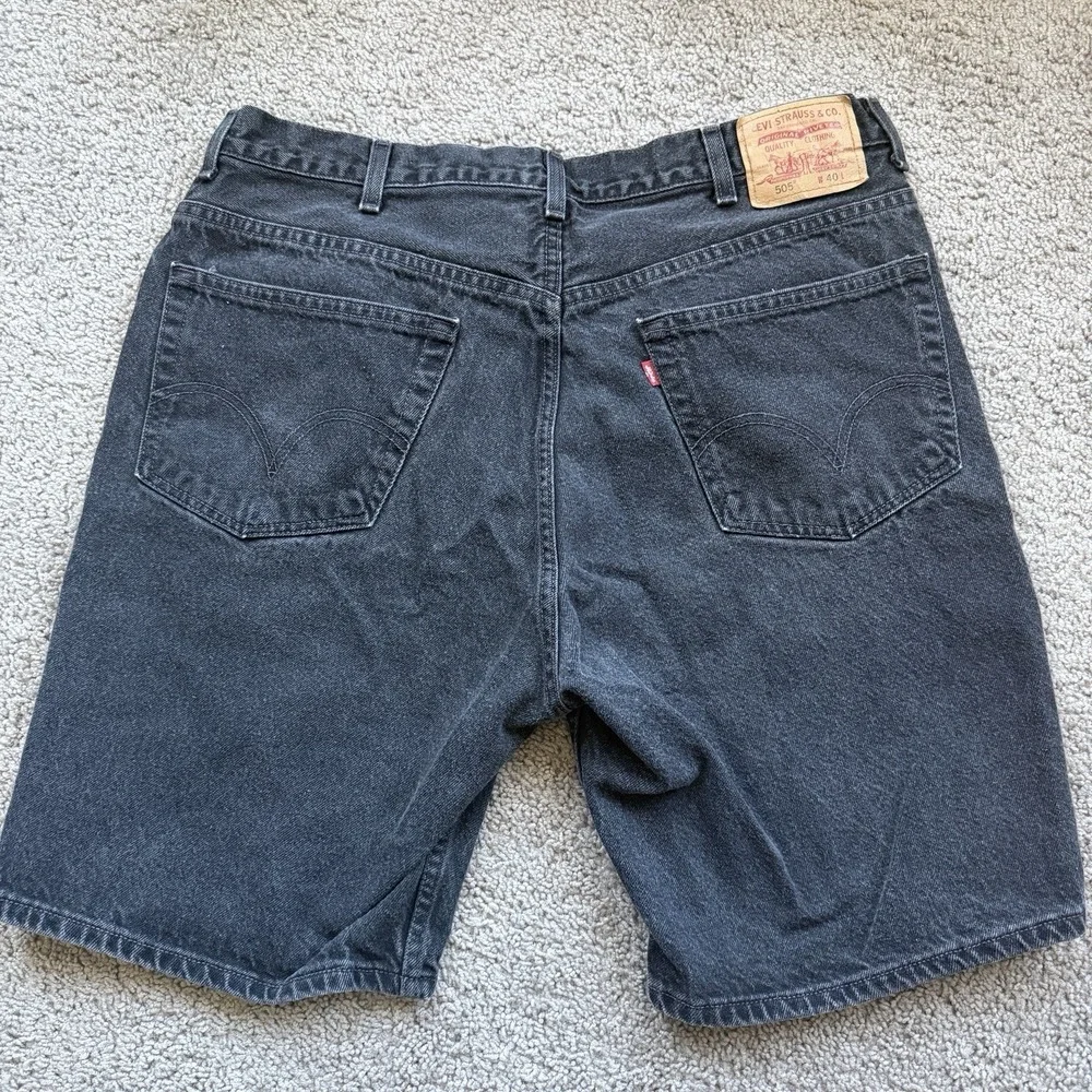 Vtg 90s Levis 505 Regular Fit Mens W40 Black Denim Jean‎ Shorts Made in Mexico